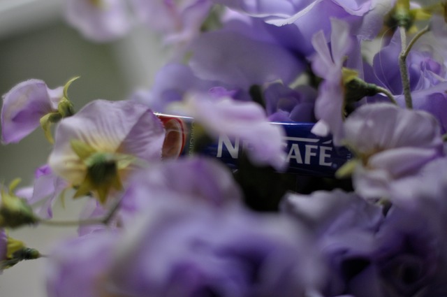 Nescafé in lilac flowers
