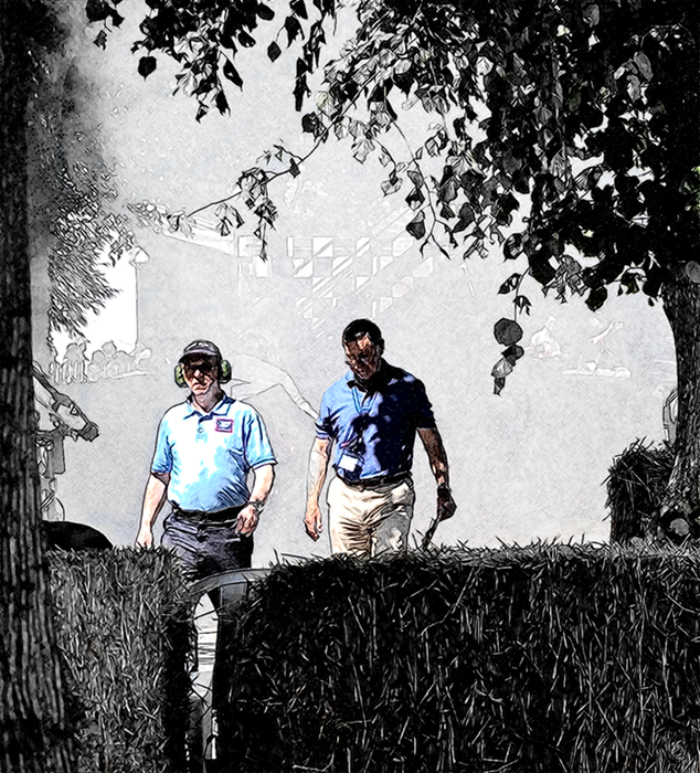 Two Goodwood Marshals Combined Colour and Black & White Sketch